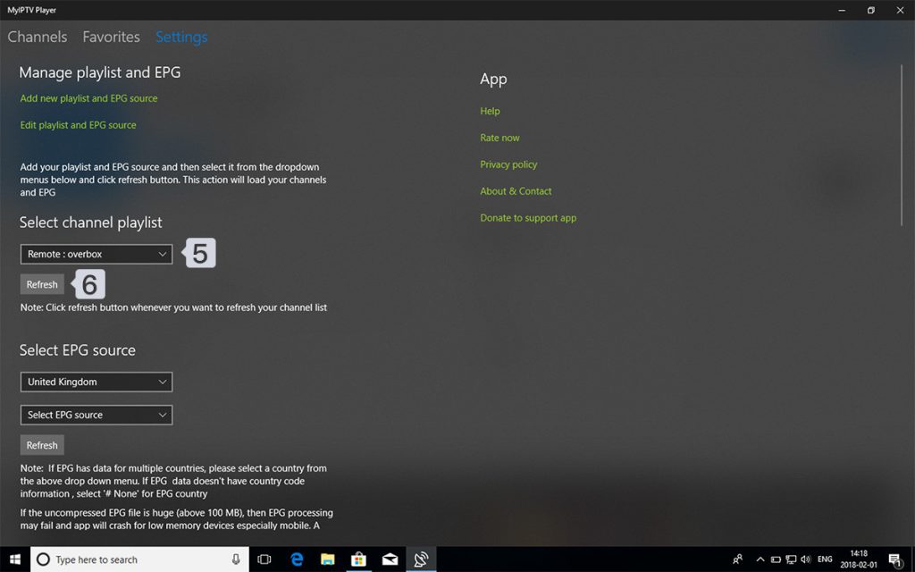Select IPTV Playlist Windows
