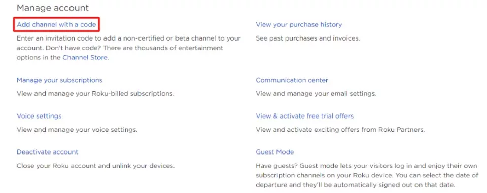 Roku Add Channel Code